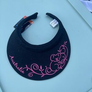 Black and Pink Embroidered Hats Accessories